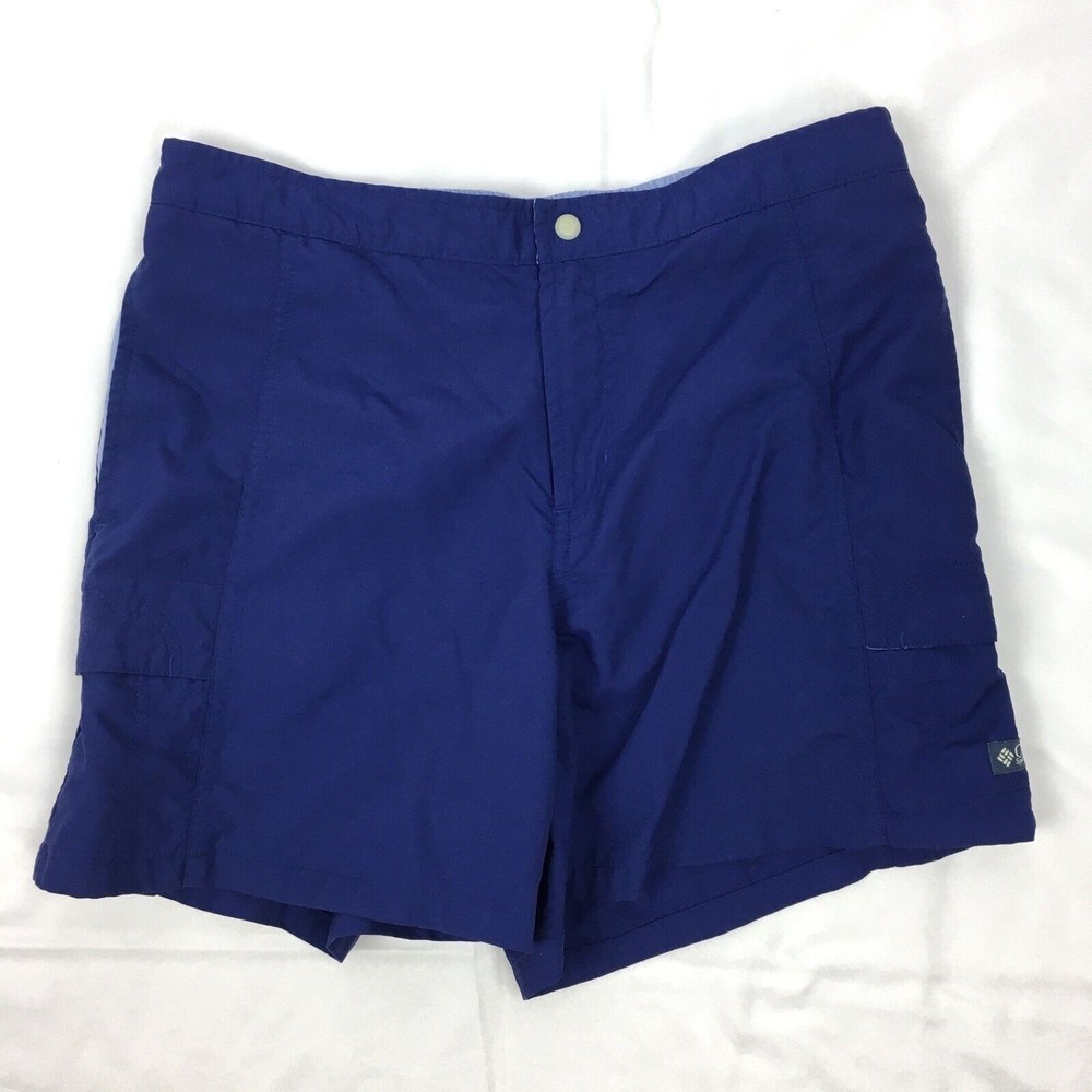 Columbia Women Size 10 Blue Nylon Shorts 5" Snap Waist - Runs Small